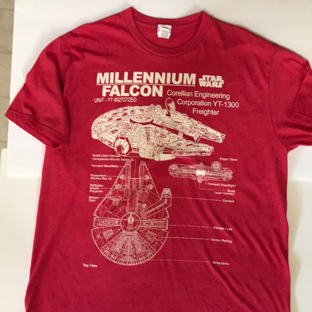 Unisex STAR WARS Millennium Falcon T-shirt XL EUC